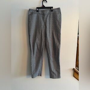 White House Black Market women's capris in a black and white geometric print